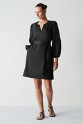 Cotton Poplin Blouson Sleeve Shift Dress
