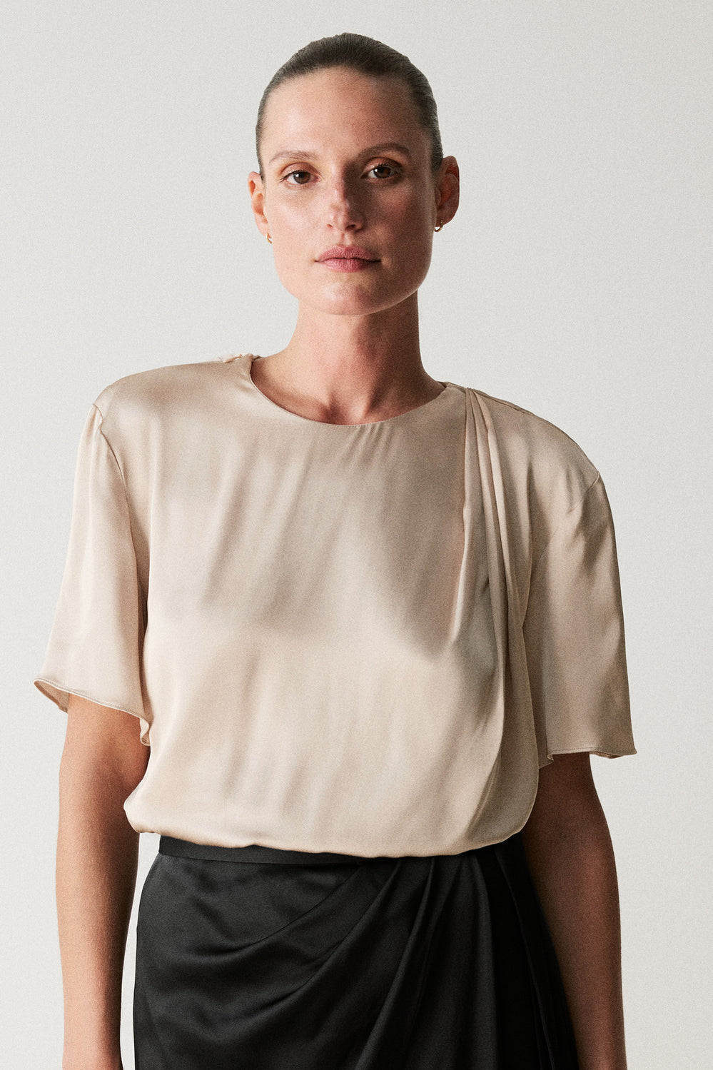 Satin Draped Detail Top