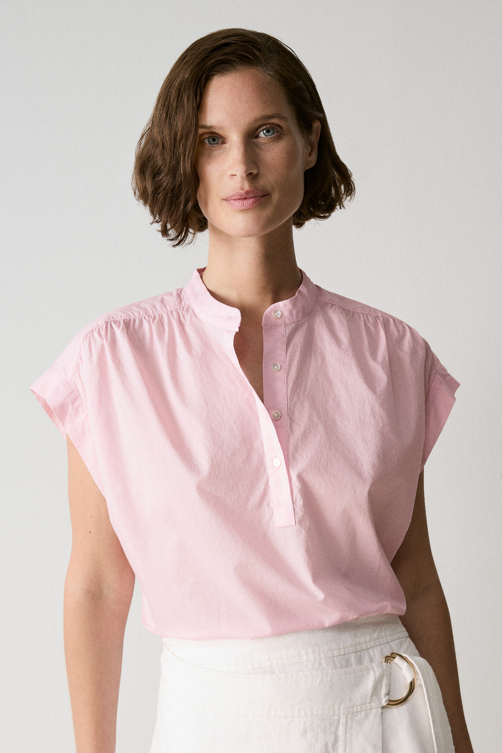 Cotton Voile Short Sleeve Blouse