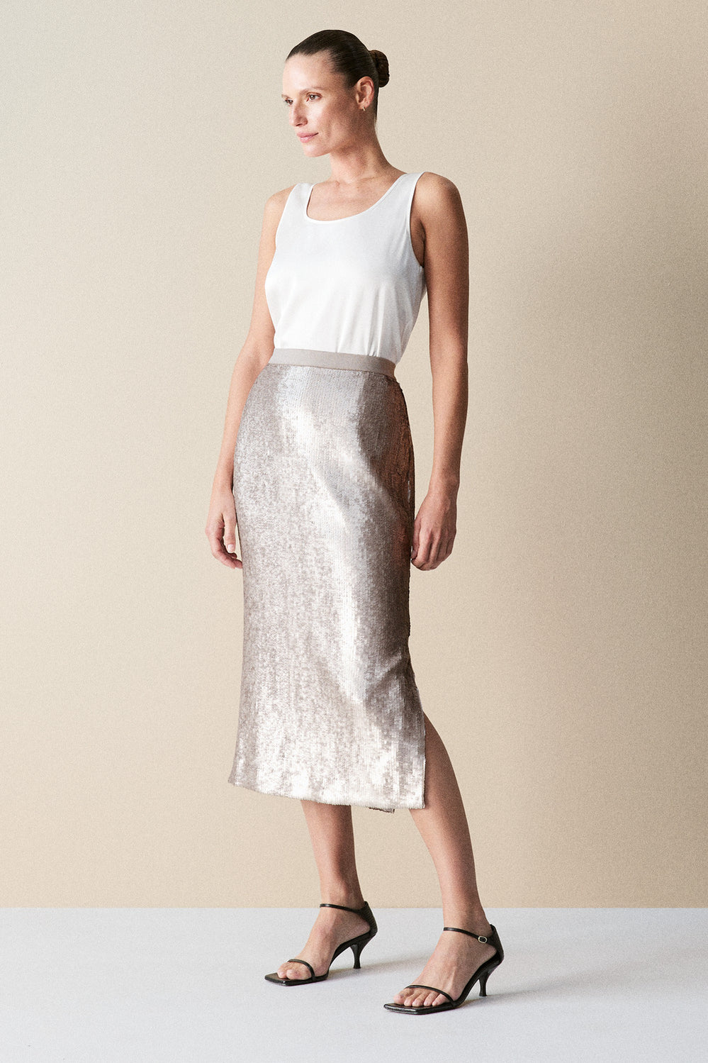 Matte Sequin Midi Skirt