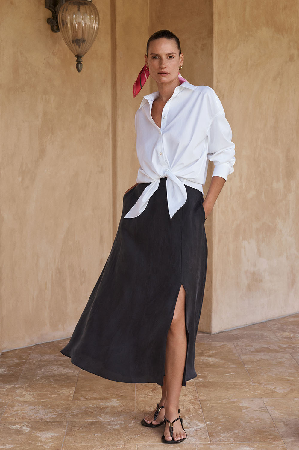 Lyocell A-Line Midi Skirt