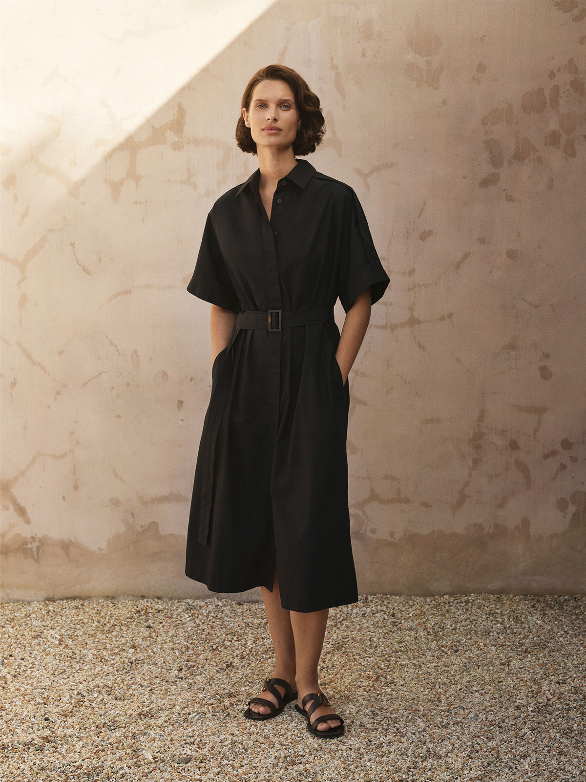 Cotton Poplin Yoke Detail Shirt Dress