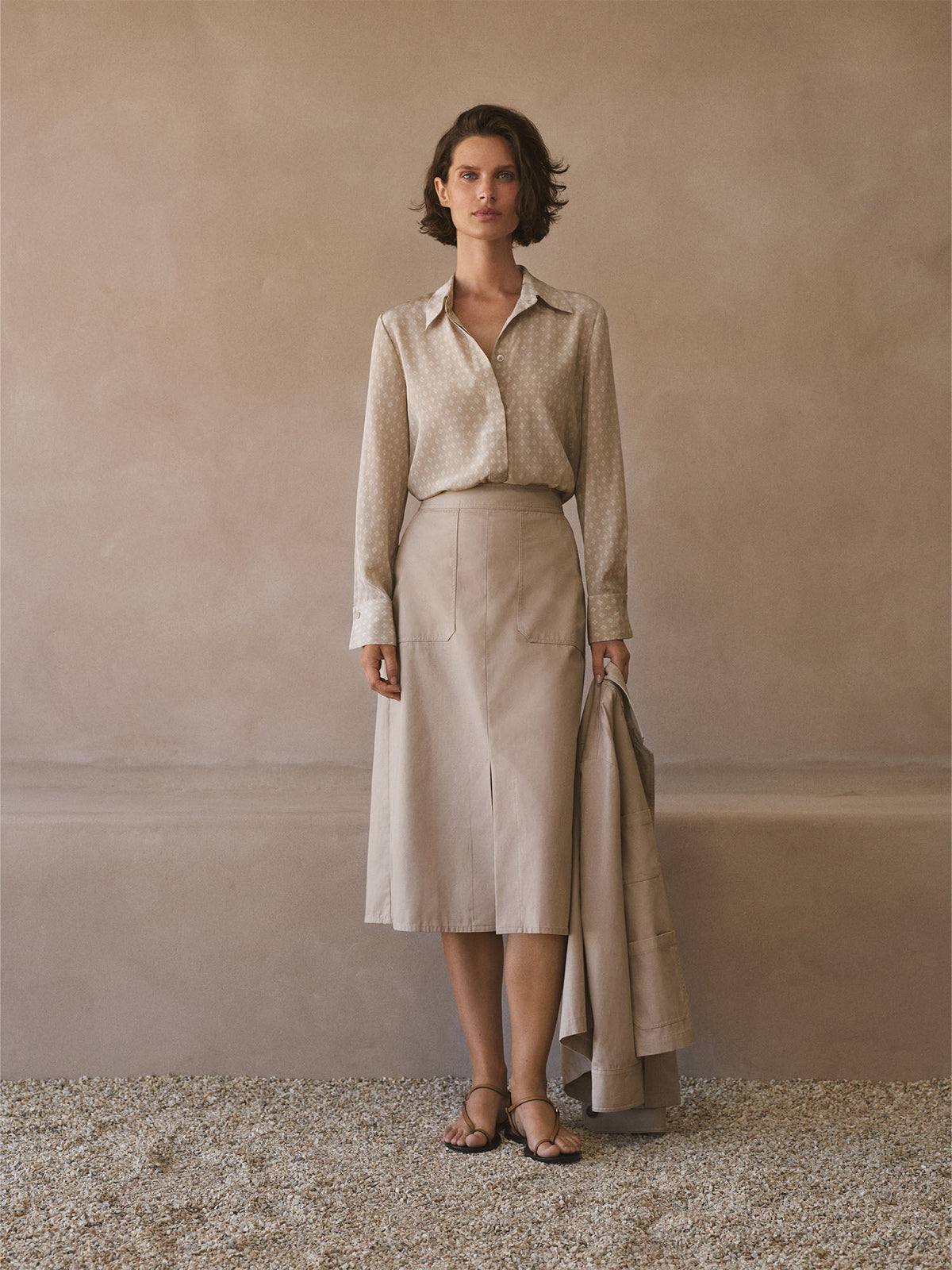 Cotton Twill Patch Pocket Skirt