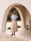 Cotton Sateen Belted Skirt