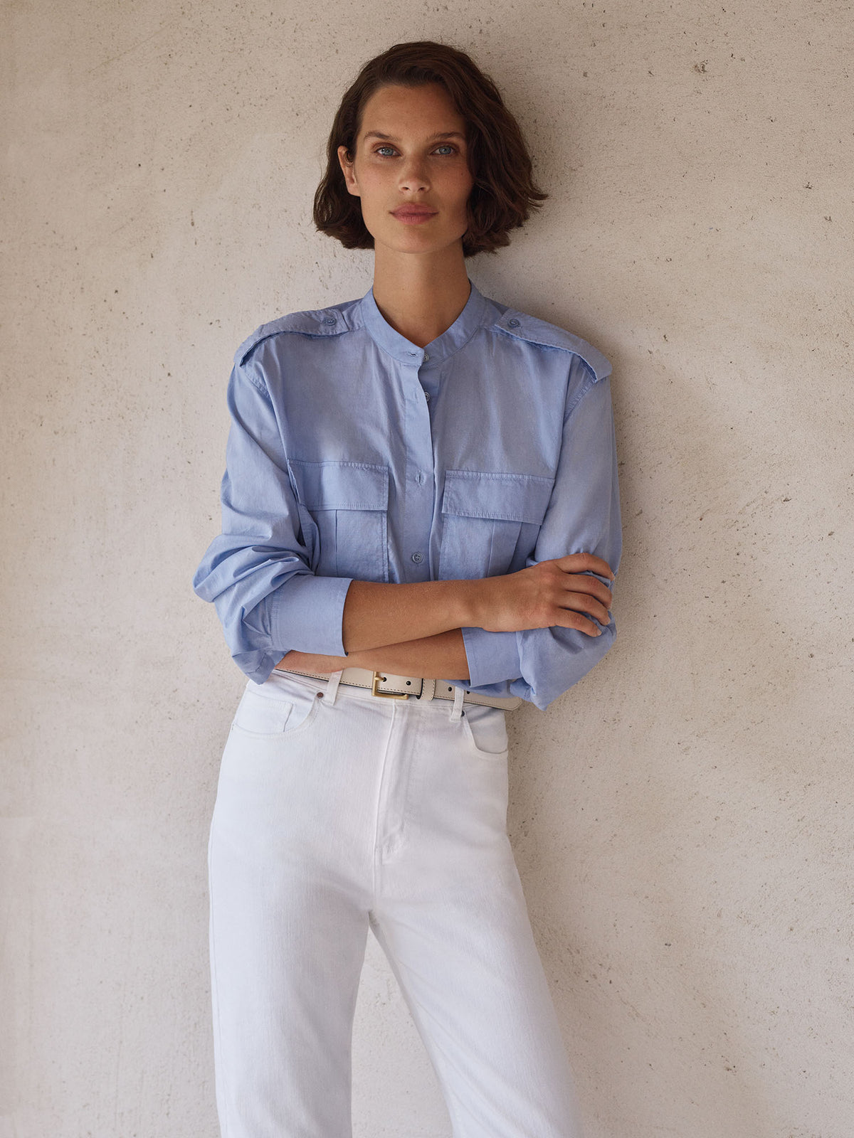 Cotton Voile Pocket Detail Shirt
