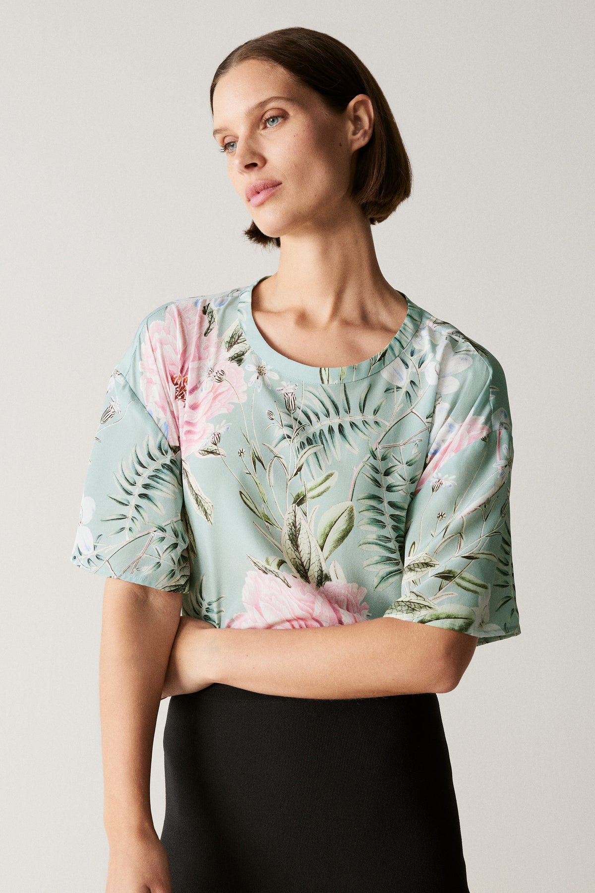 Silk Floral Relaxed T-Shirt