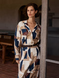 Silk Twill Abstract Print Shirt