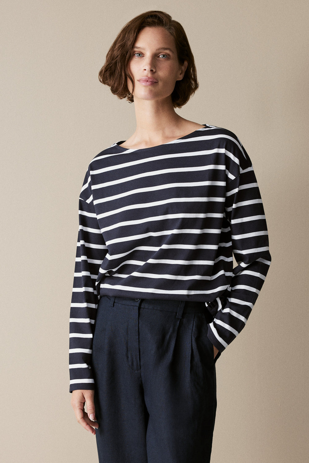 Pima Cotton Stripe Long Sleeve T-Shirt