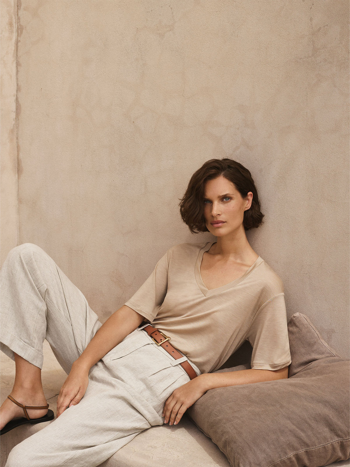 Draped V Neck T-Shirt