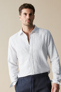 Tailored Fit Linen Cotton Spot Petal Shirt
