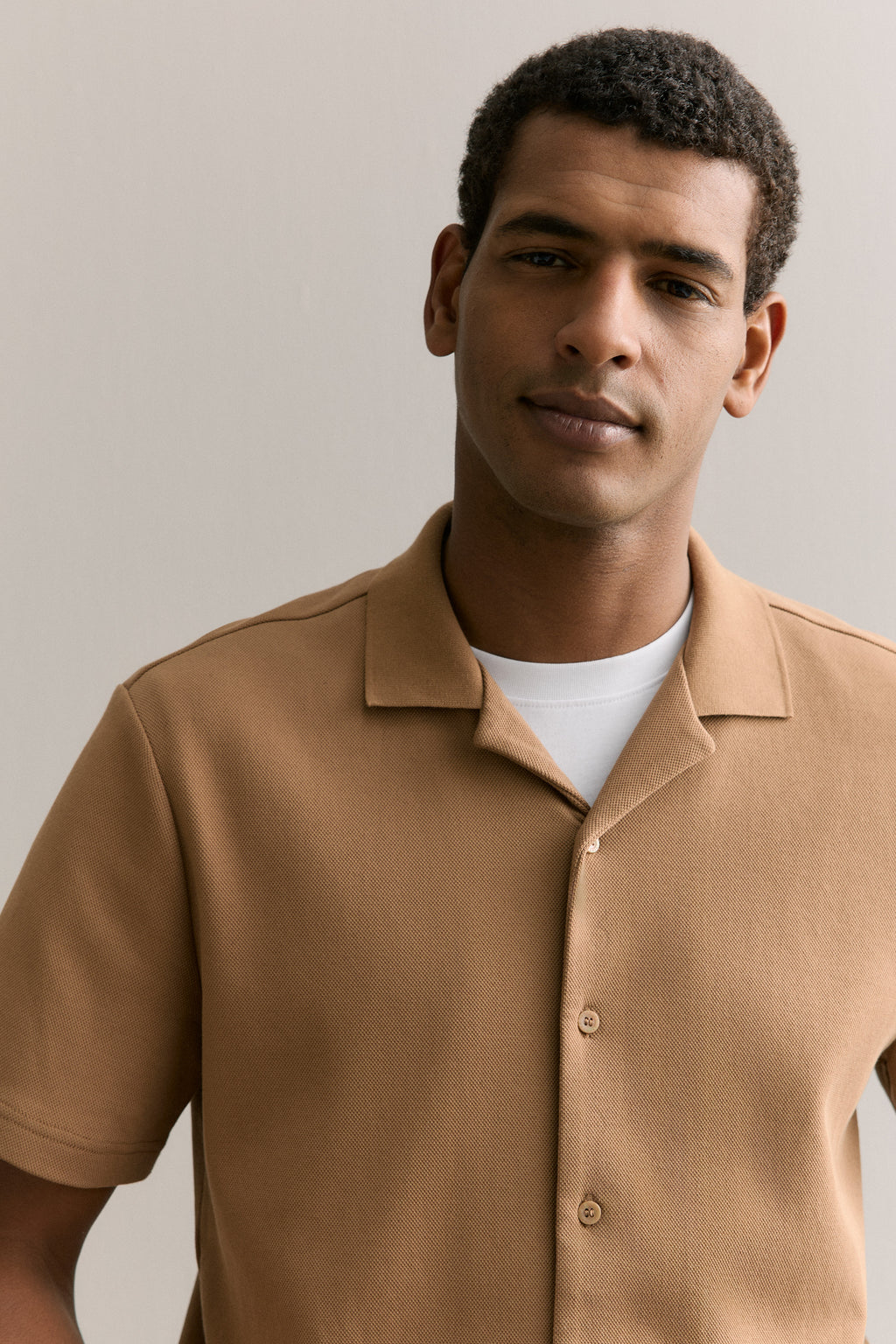 Regular Fit Cotton Blend Pique Shirt
