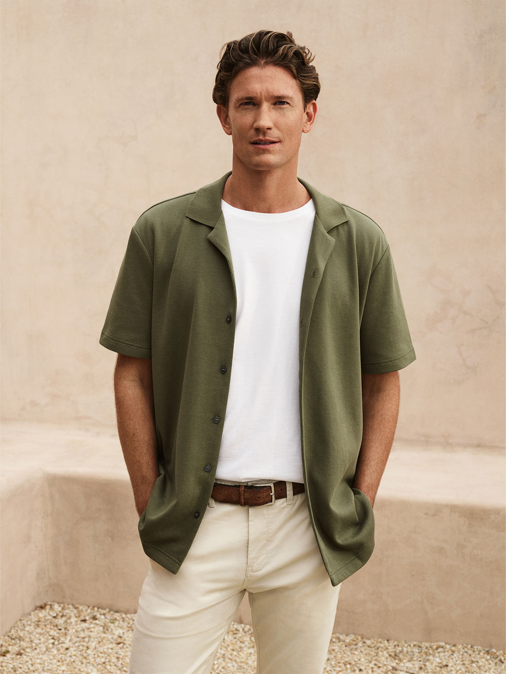 Regular Fit Cotton Blend Pique Shirt