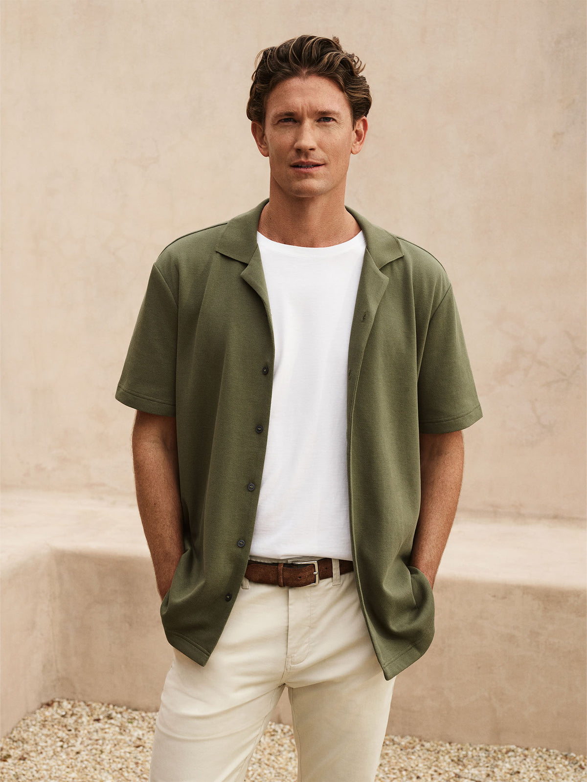 Regular Fit Cotton Blend Pique Shirt