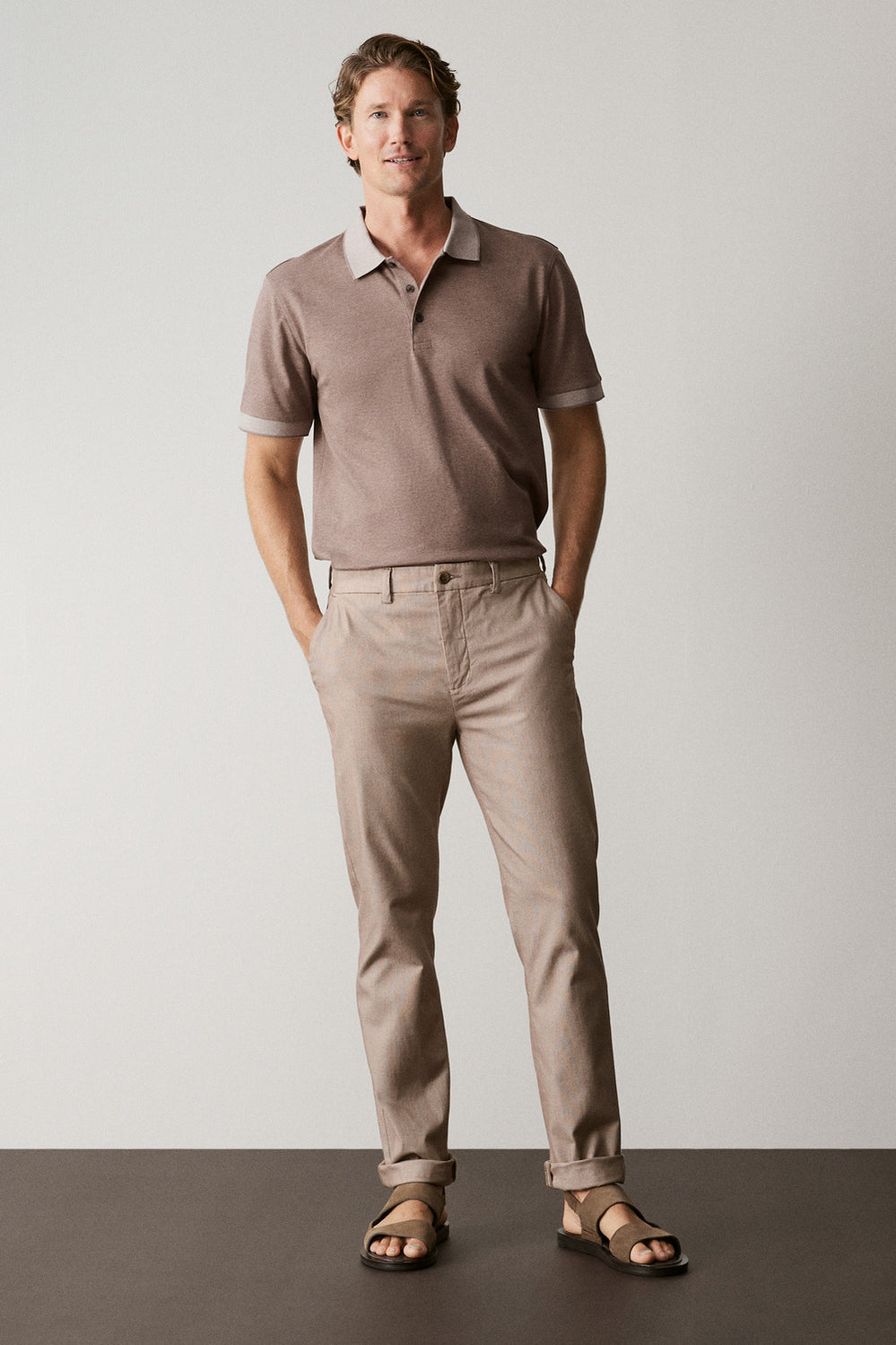 Regular Fit Yarn Dyed Cotton Dobby Chino