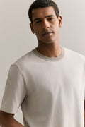 Cotton Jacquard Contrast Collar T-Shirt
