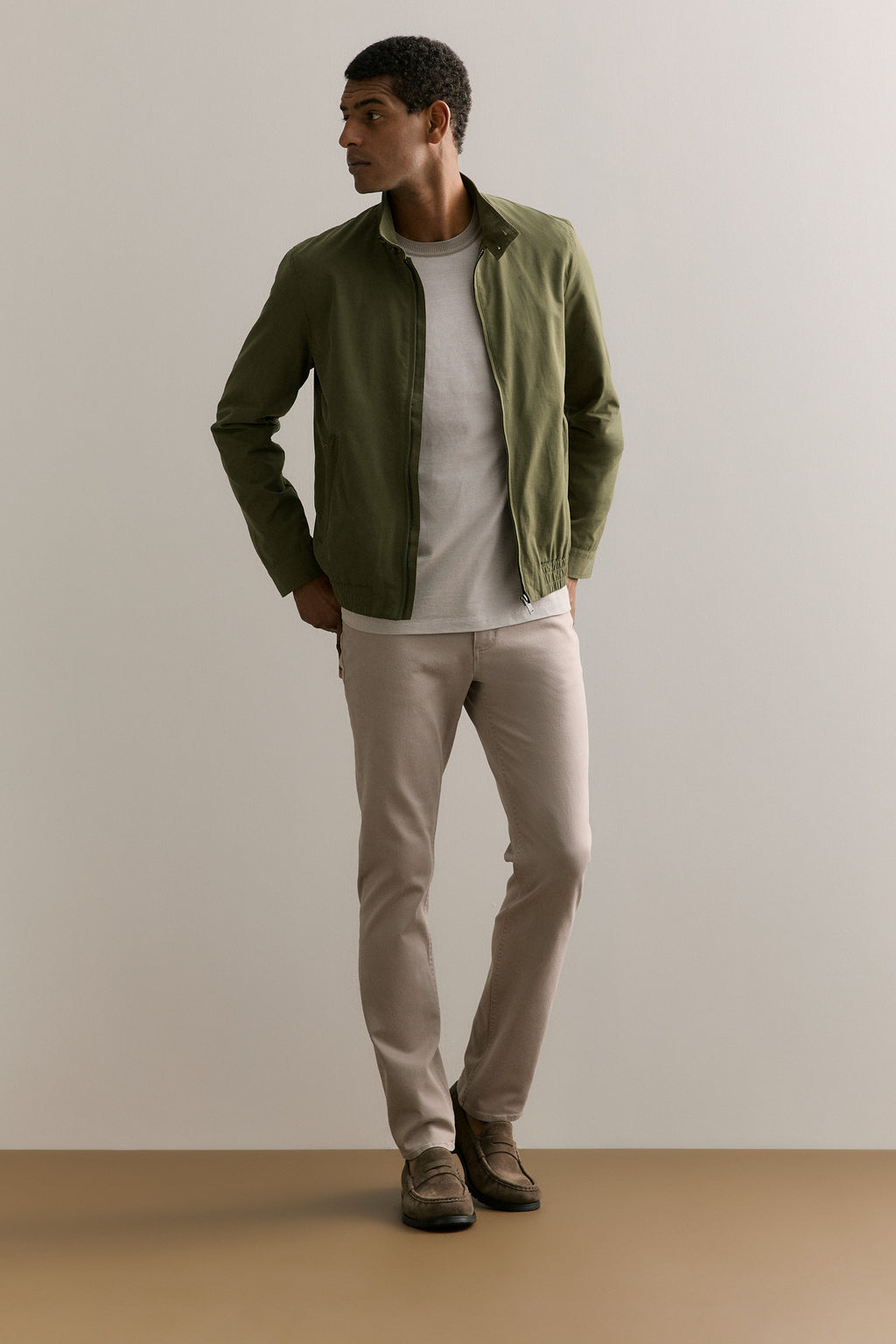 Cotton Jacquard Contrast Collar T-Shirt