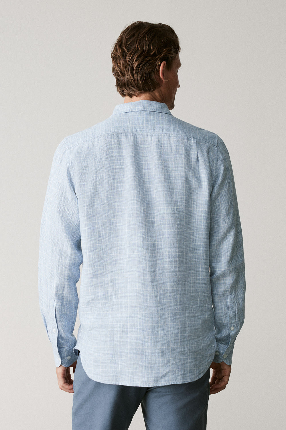 Tailored Fit Linen Prince Of Wales Check Shirt