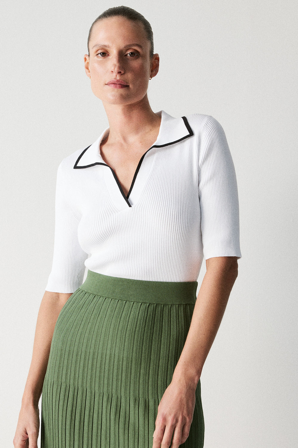 Cotton Rib Knit Polo