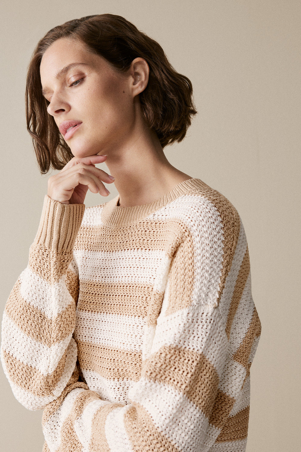 Mercerised Cotton Relaxed Stripe Knit