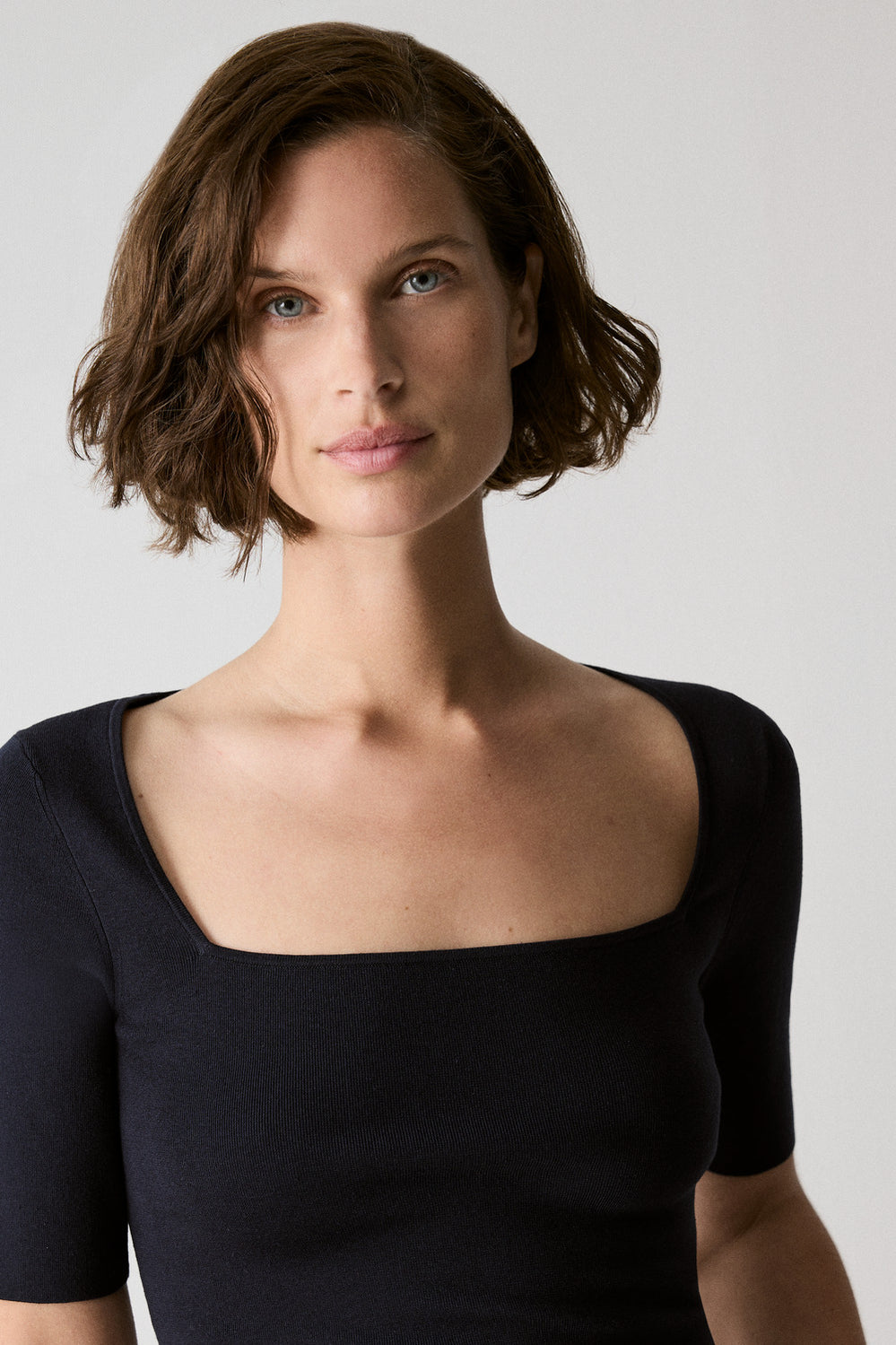 Luxe Blend Square Neck Knit T-Shirt