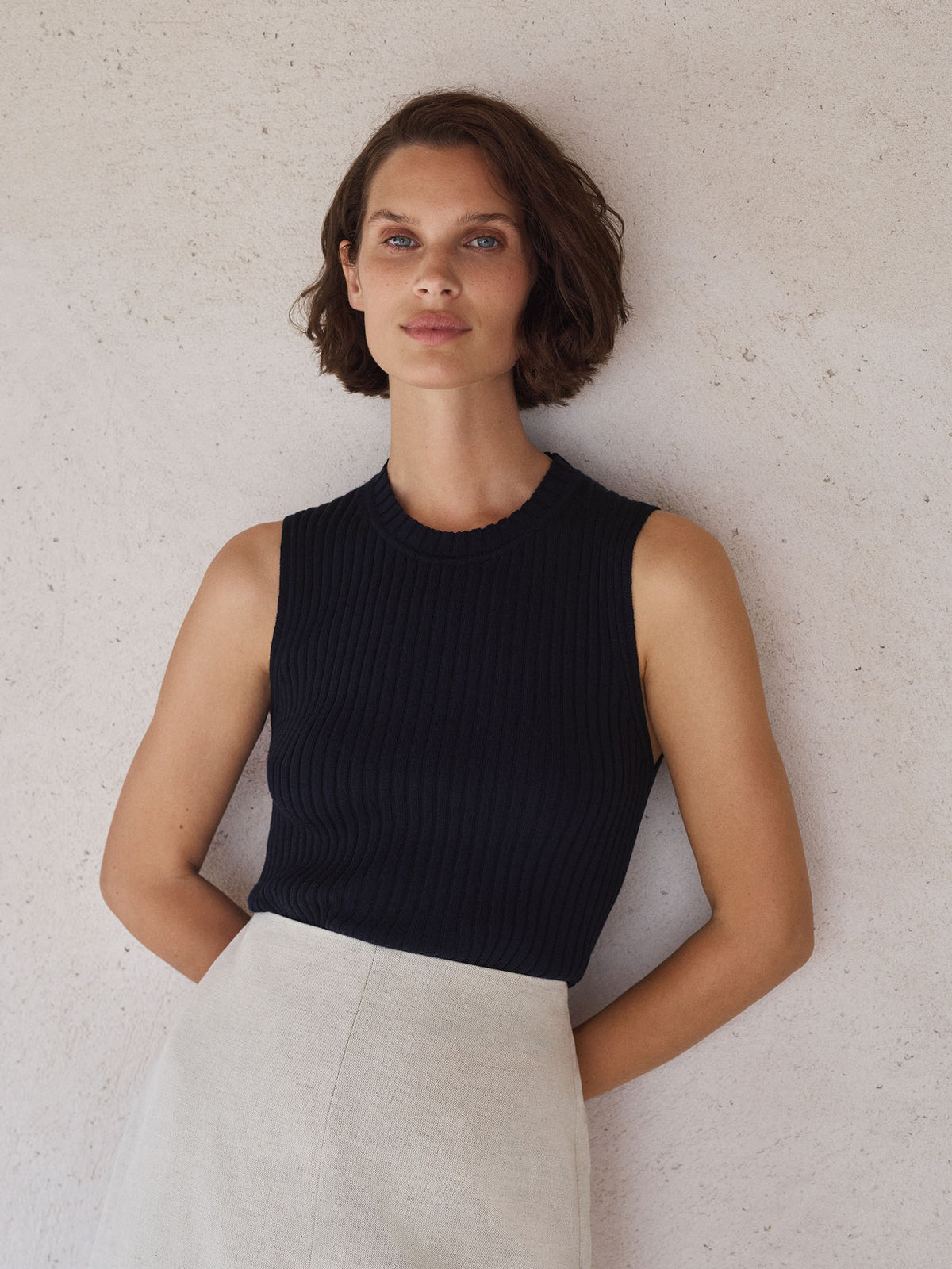 Merino Blend Knit Sleeveless Top