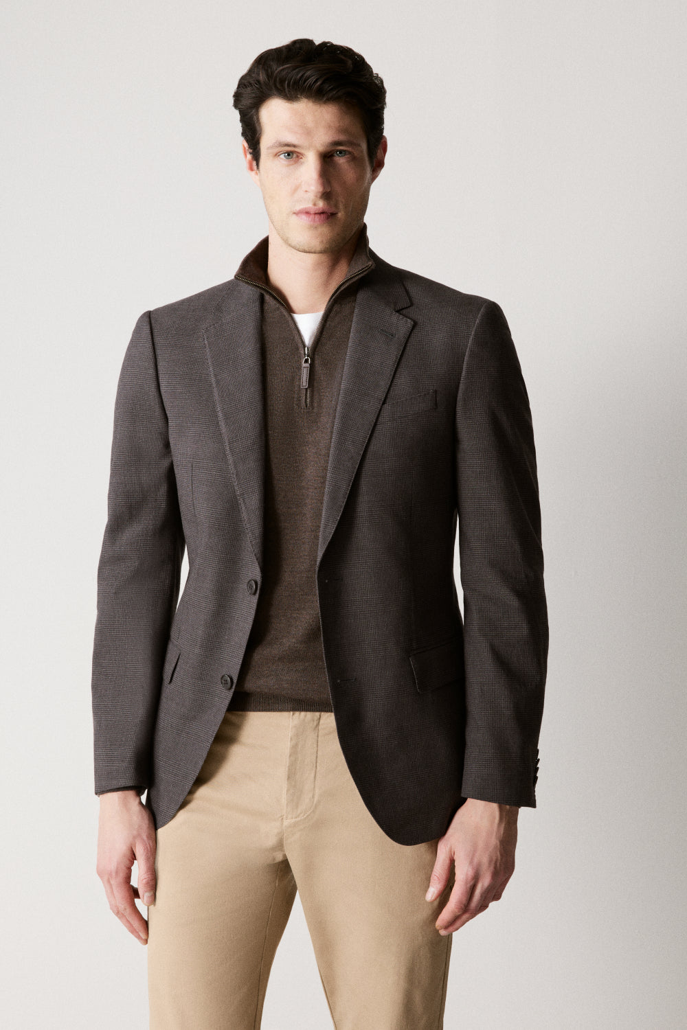 Tailored Fit Italian Prince Of Wales Check Blazer