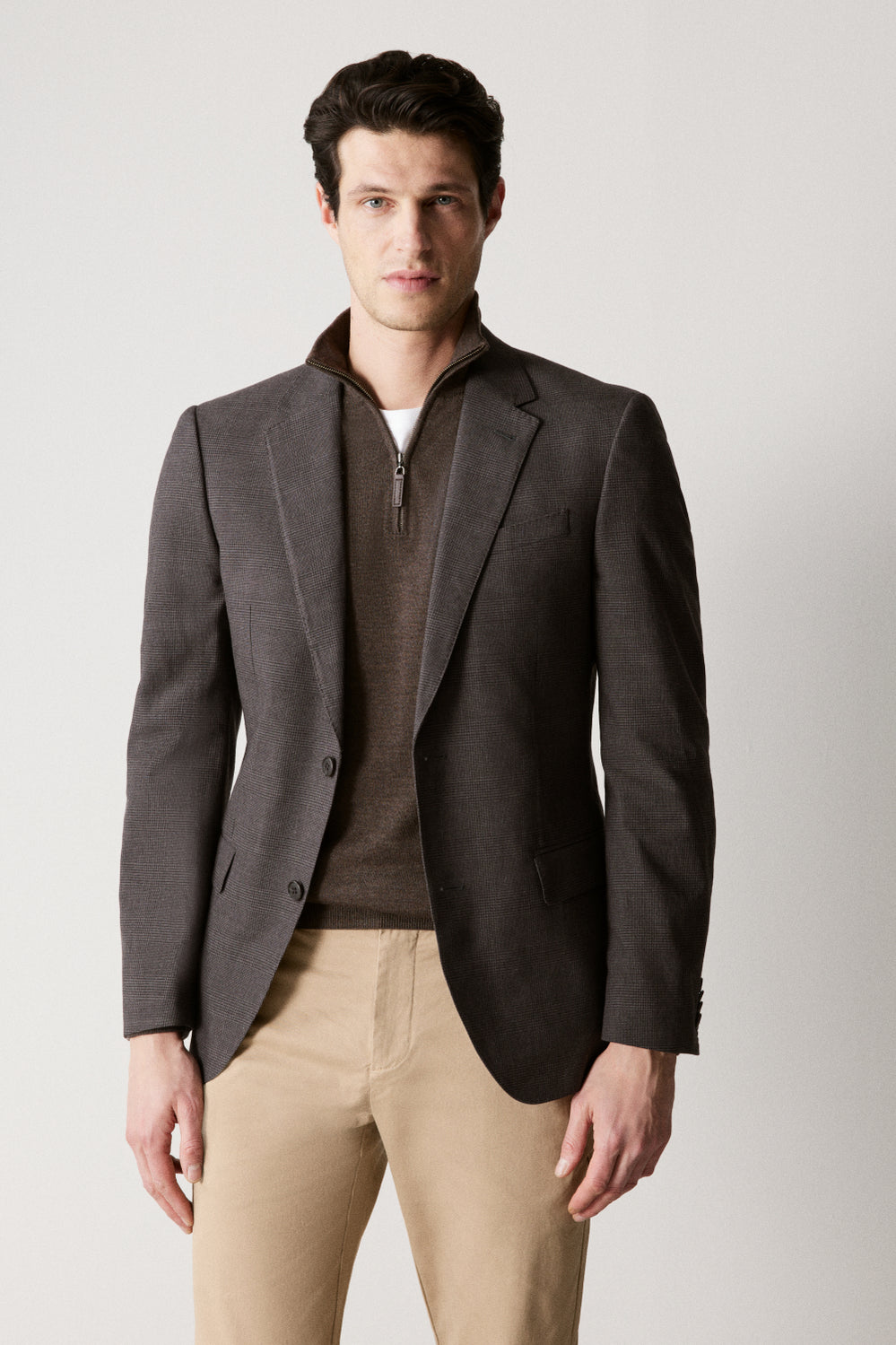 Tailored Fit Italian Prince Of Wales Check Blazer
