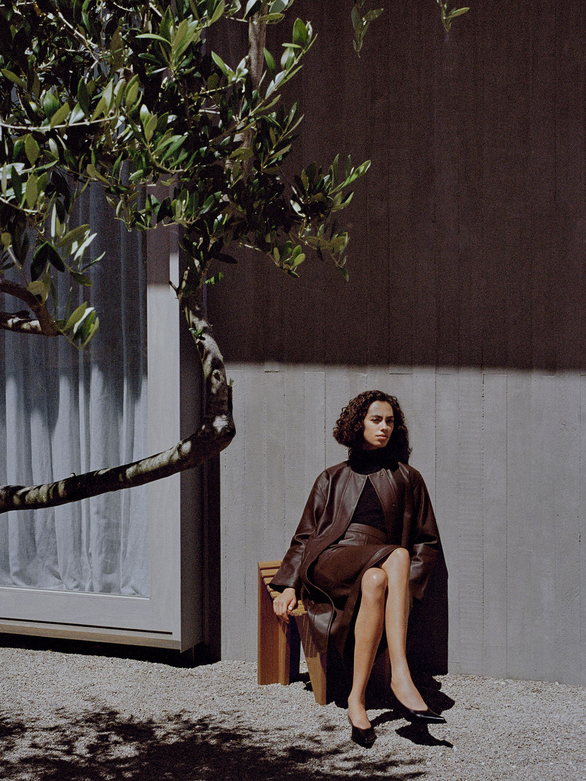 Leather Pocketed Classic Coat