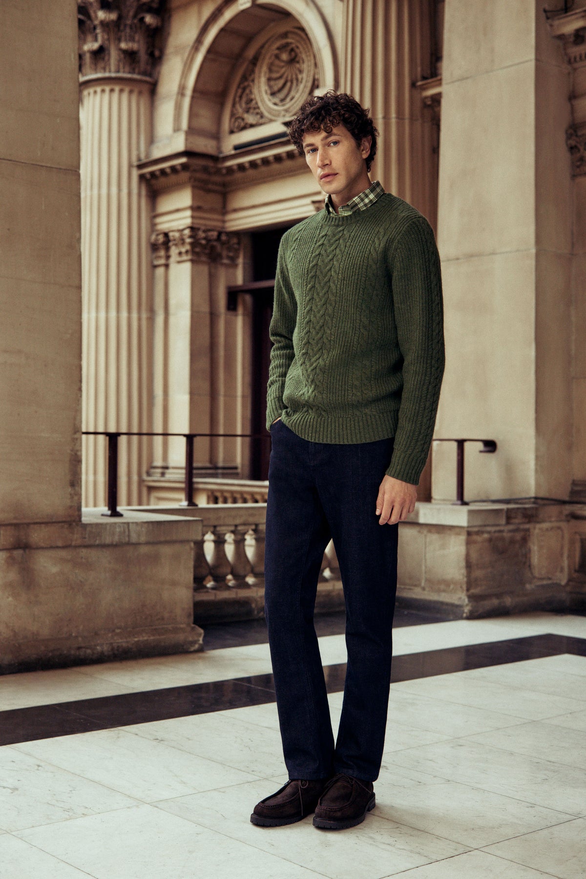 Wool Cable Knit Crew