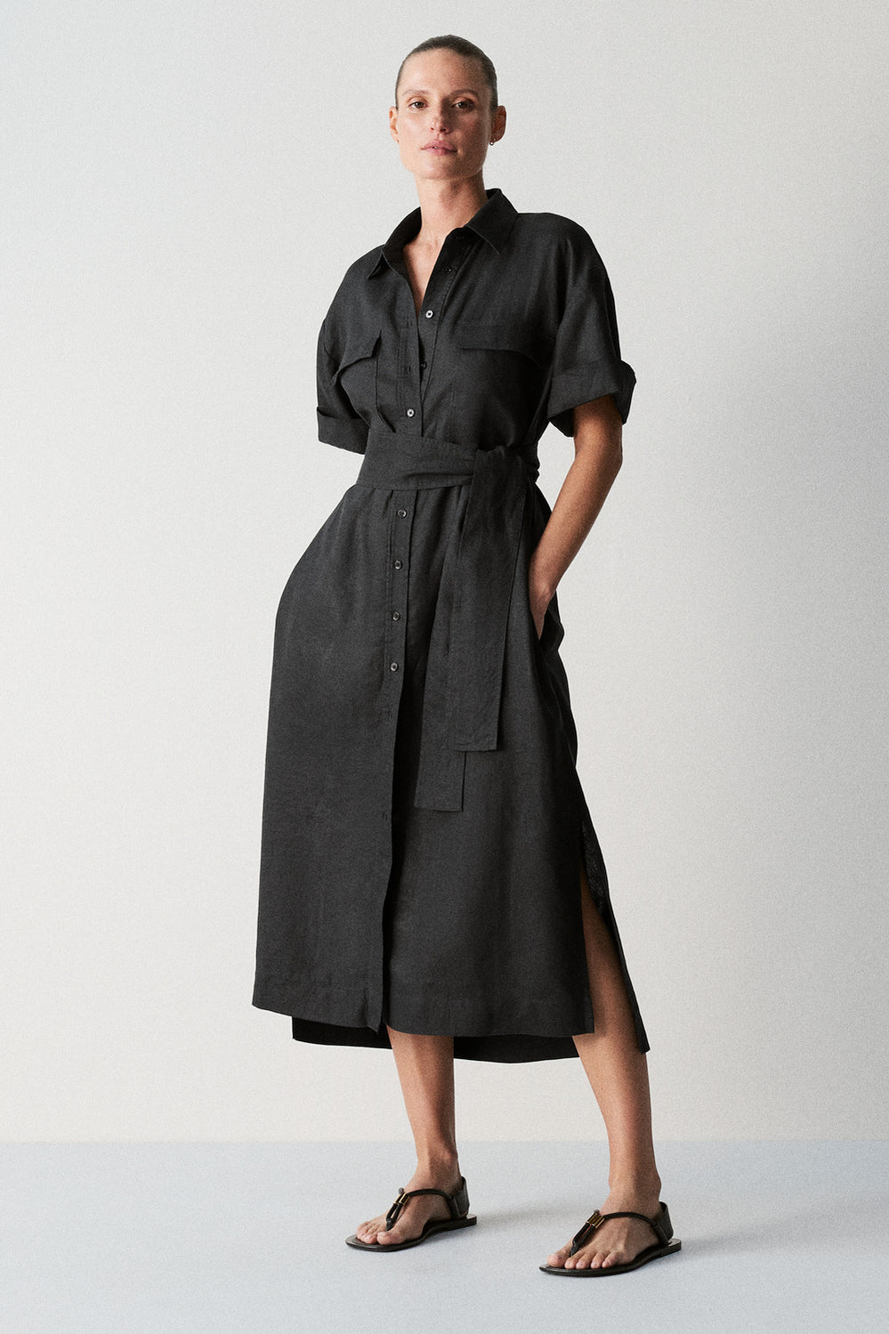 Linen Relaxed Shirt Dress