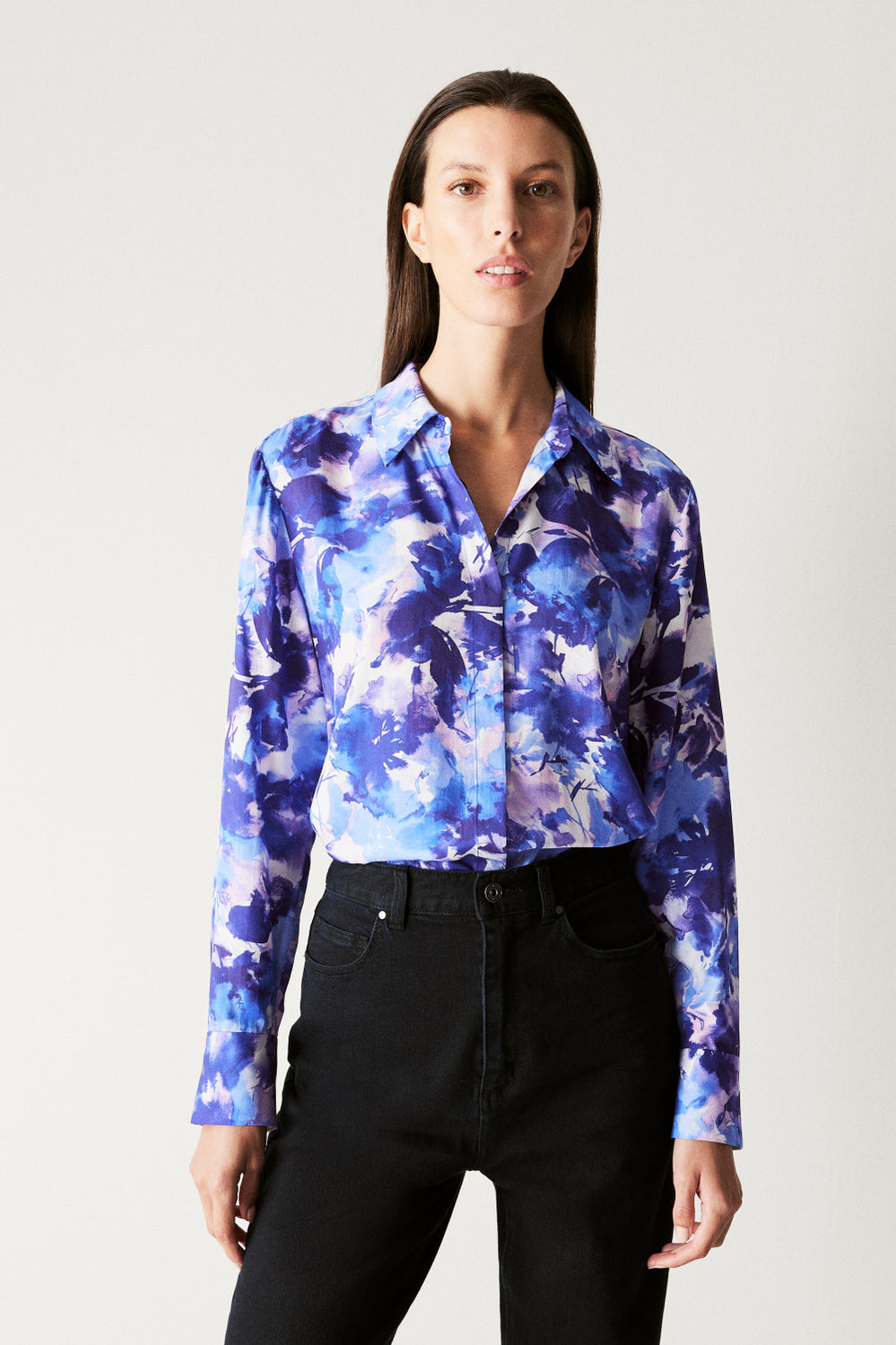 Modal Watercolour Floral Shirt