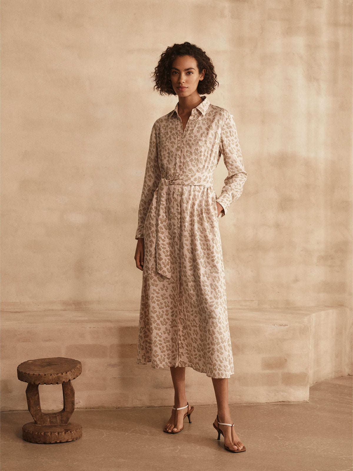 Modal Ocelot Print Shirt Dress