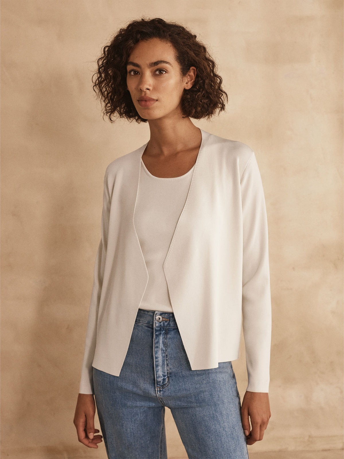 Fine Rib Waterfall Cardigan