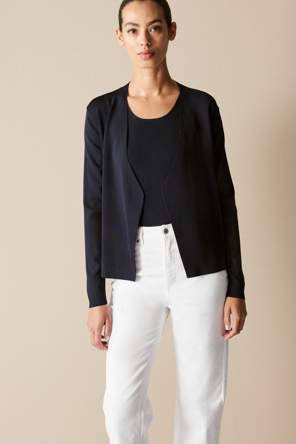 Fine Rib Waterfall Cardigan