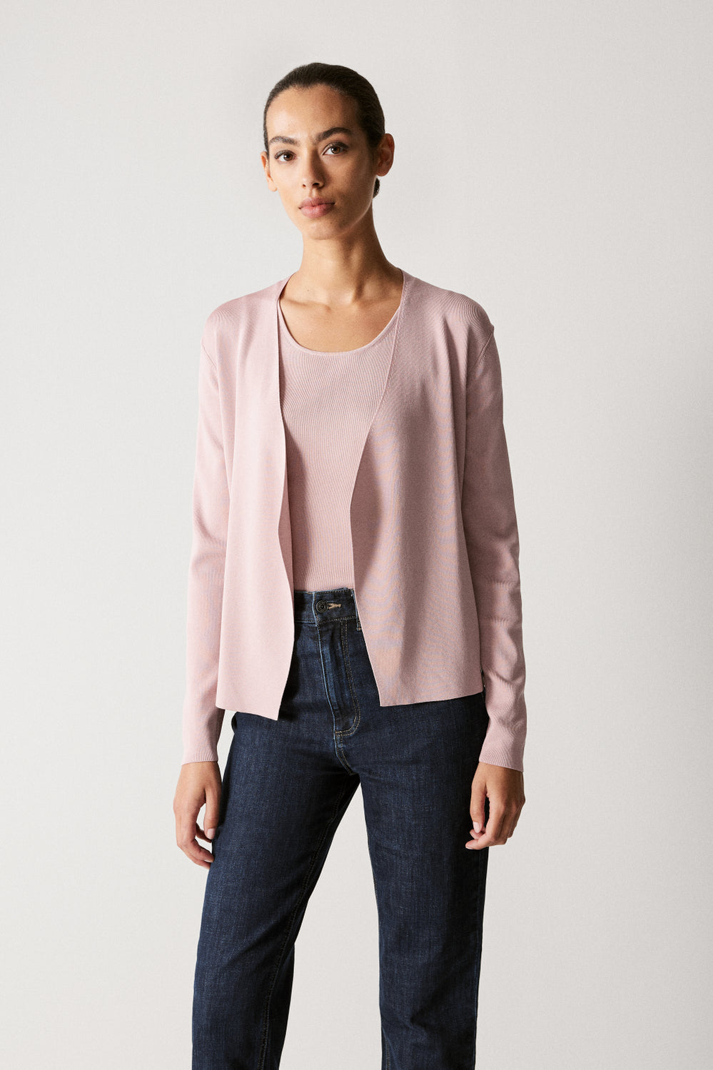 Fine Rib Waterfall Cardigan