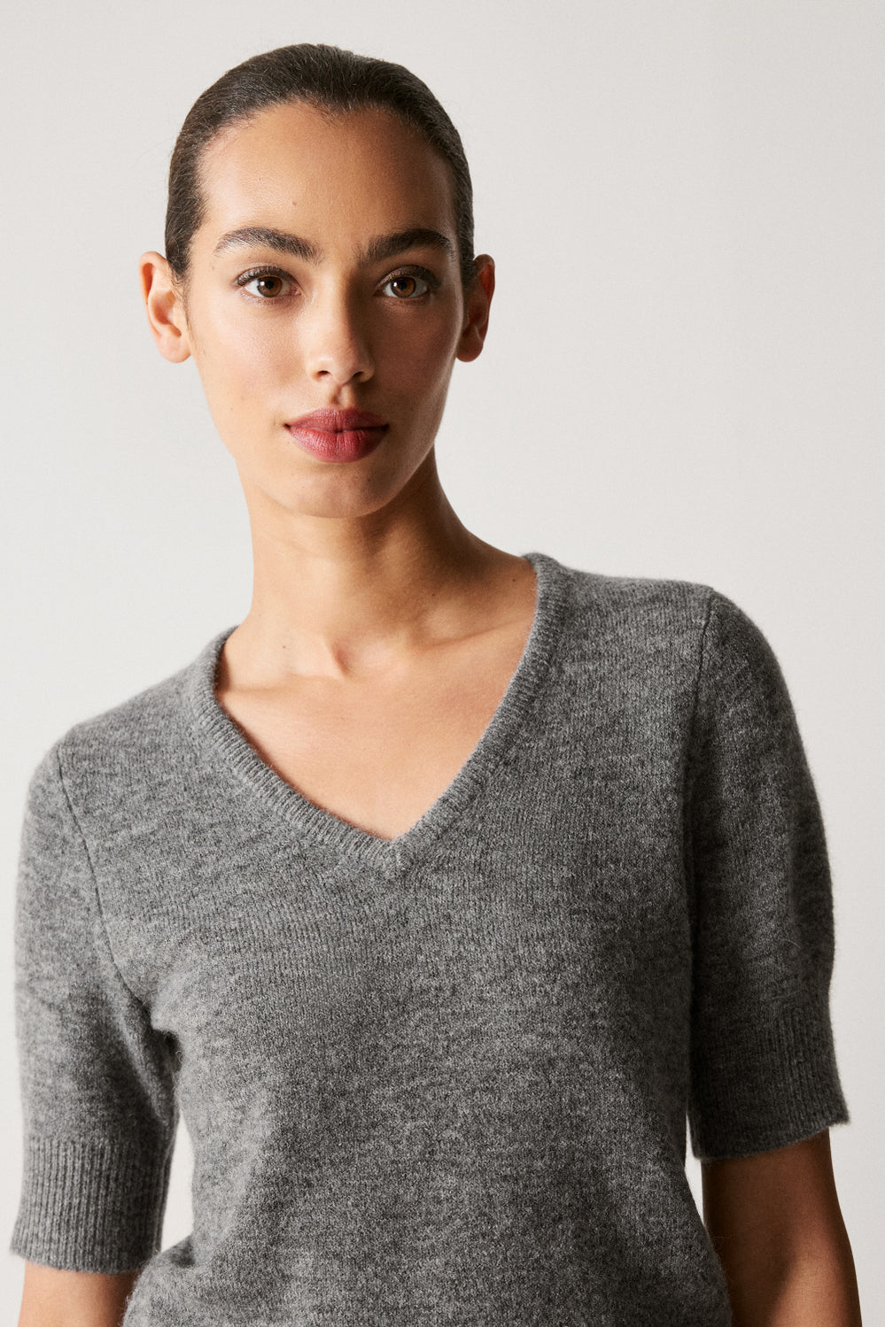 Alpaca Merino Blend V Neck Knit T-Shirt