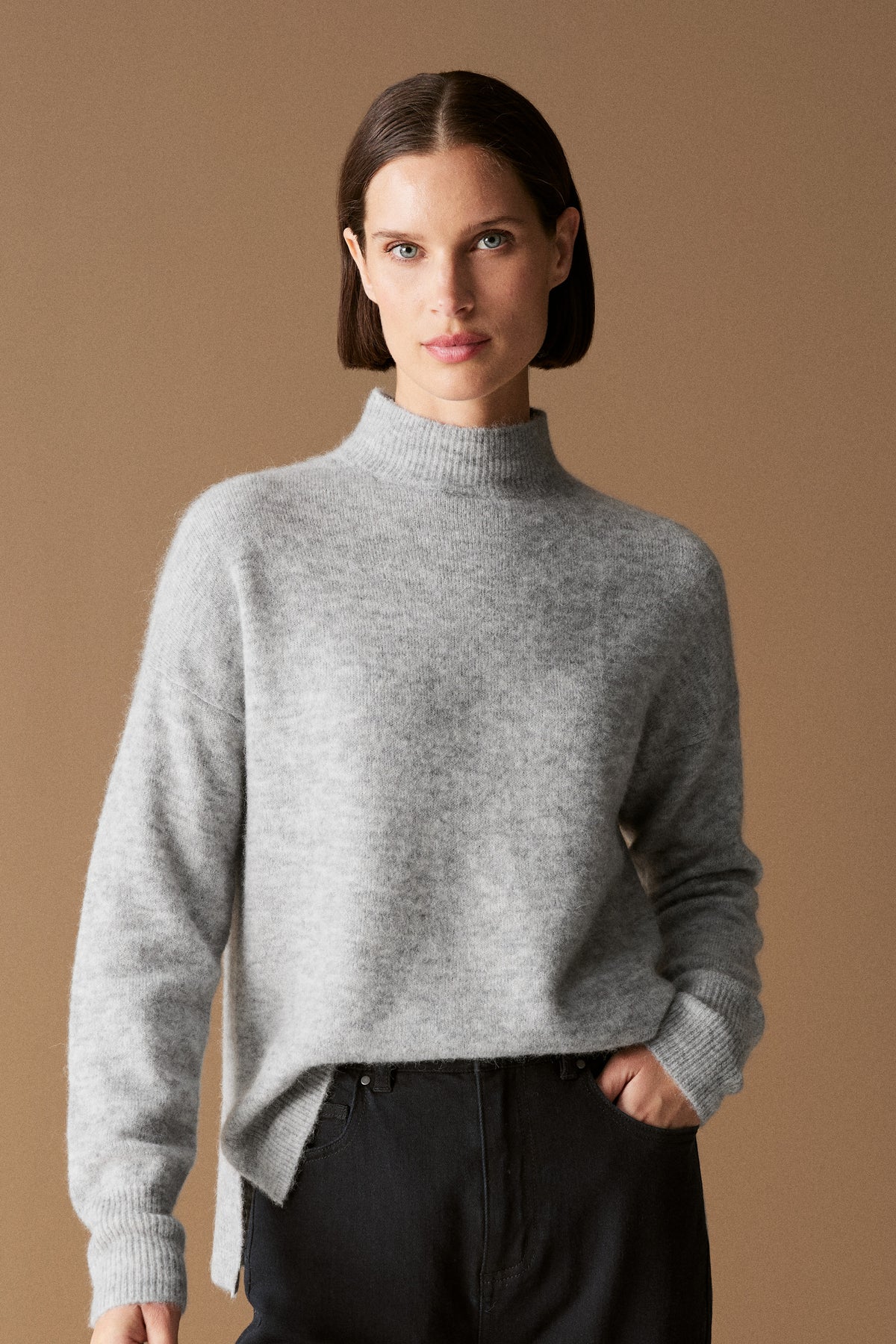 Alpaca Merino Blend Mock Neck Knit