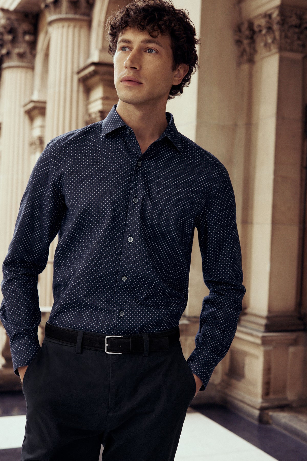 Tailored Fit Micro Jacquard Shirt