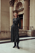 Modal Check Wrap Waist Dress