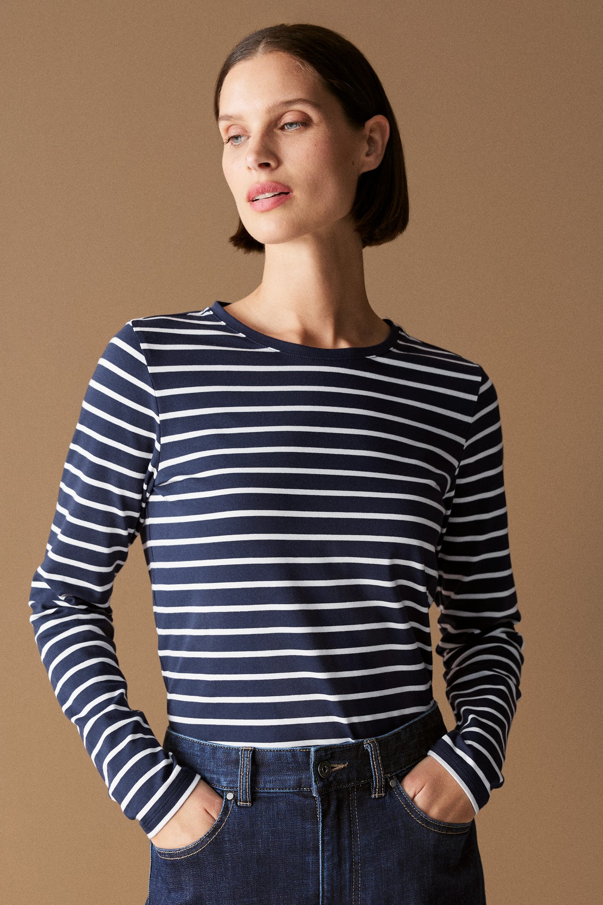 Cotton Striped Long Sleeved T-Shirt