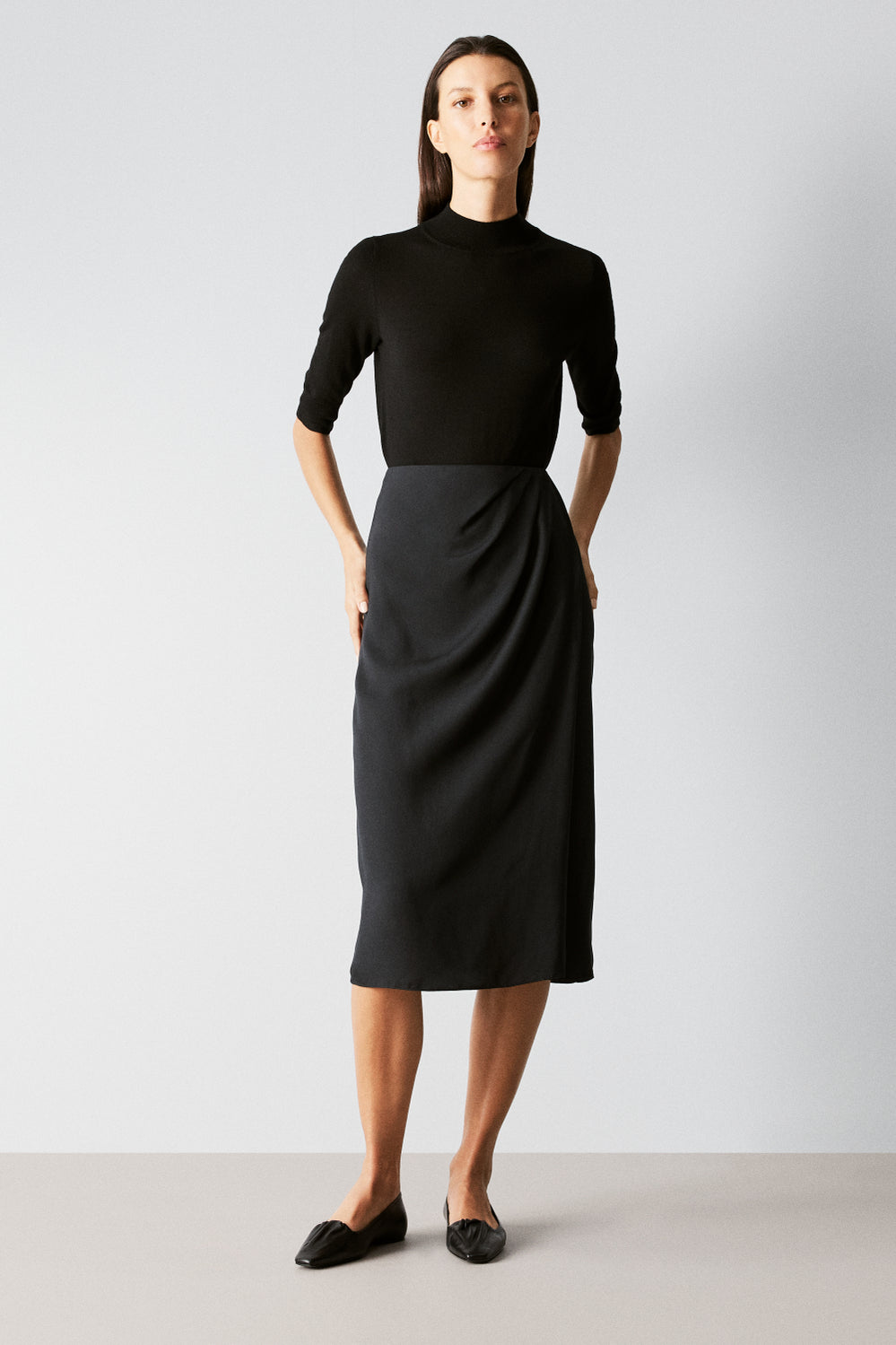 Modal Twill Drape Front Skirt