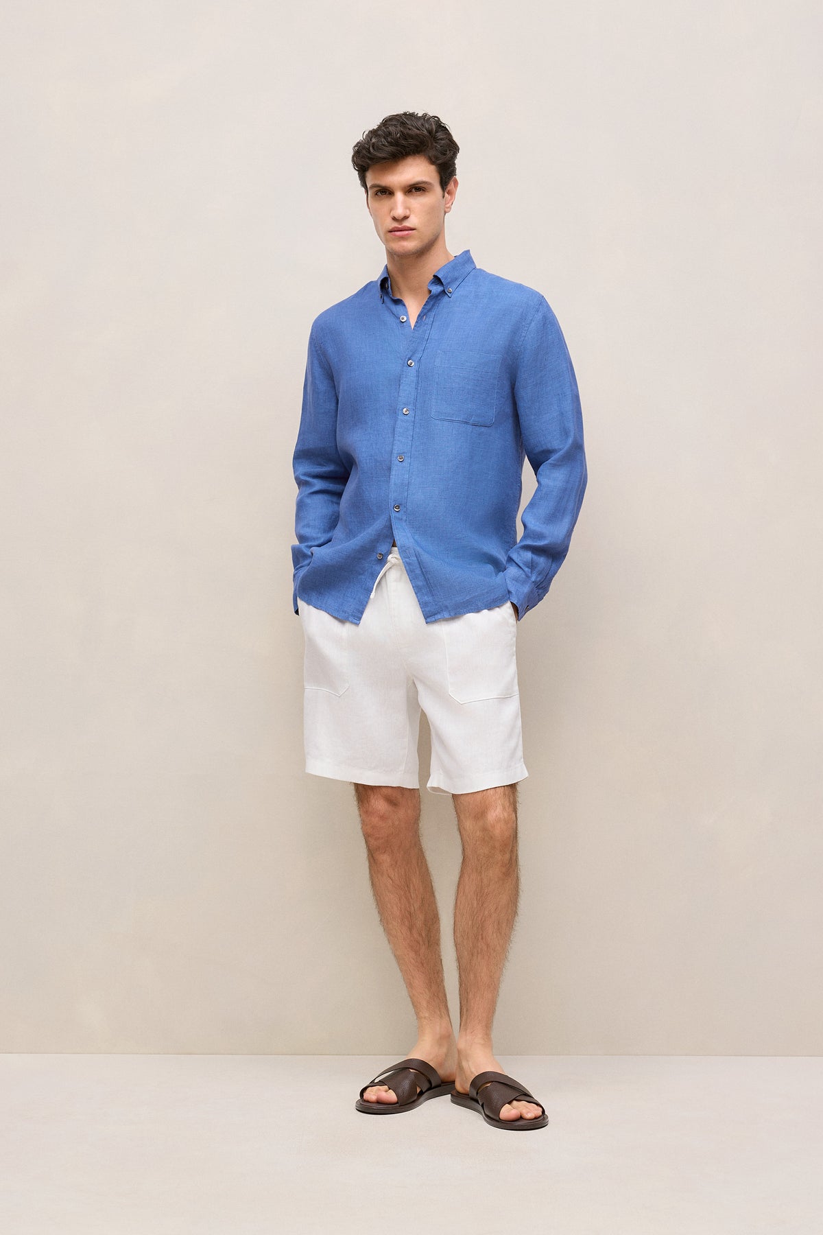 Regular Fit Delave Linen Long Sleeve Shirt