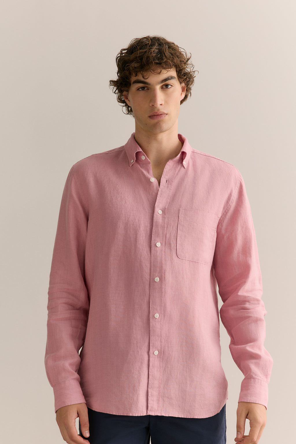 Regular Fit Delave Linen Long Sleeve Shirt