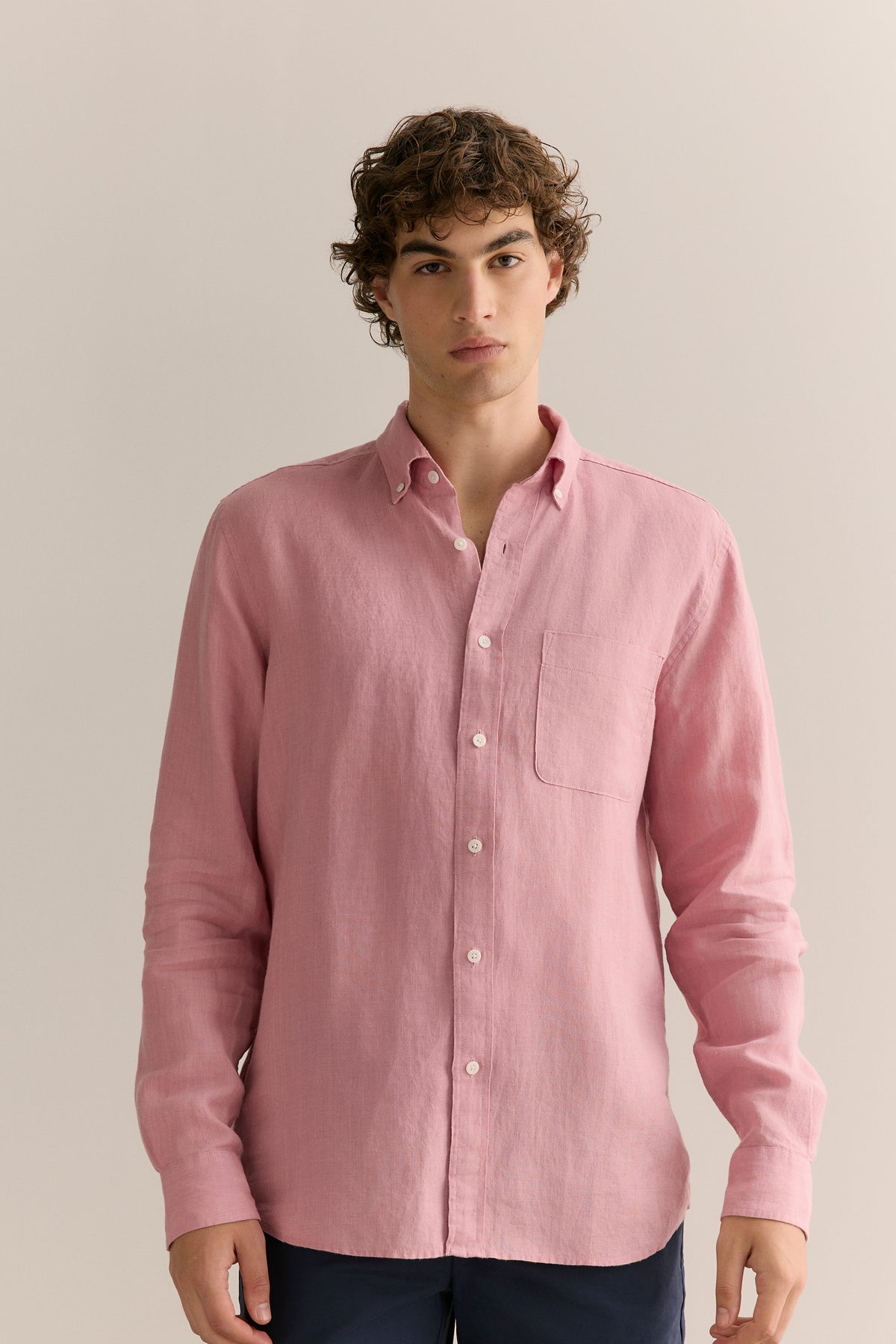 Regular Fit Delave Linen Long Sleeve Shirt