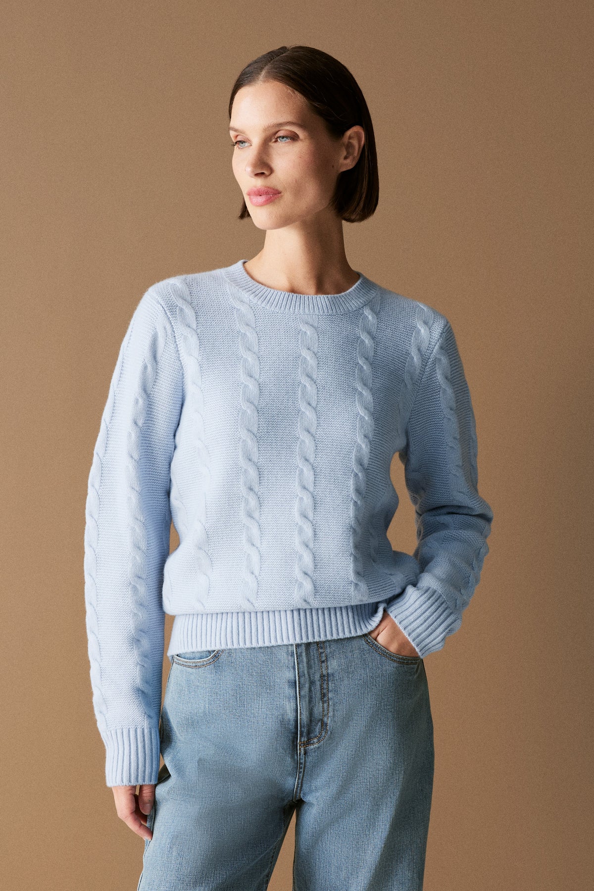 Wool Cable Knit Crew