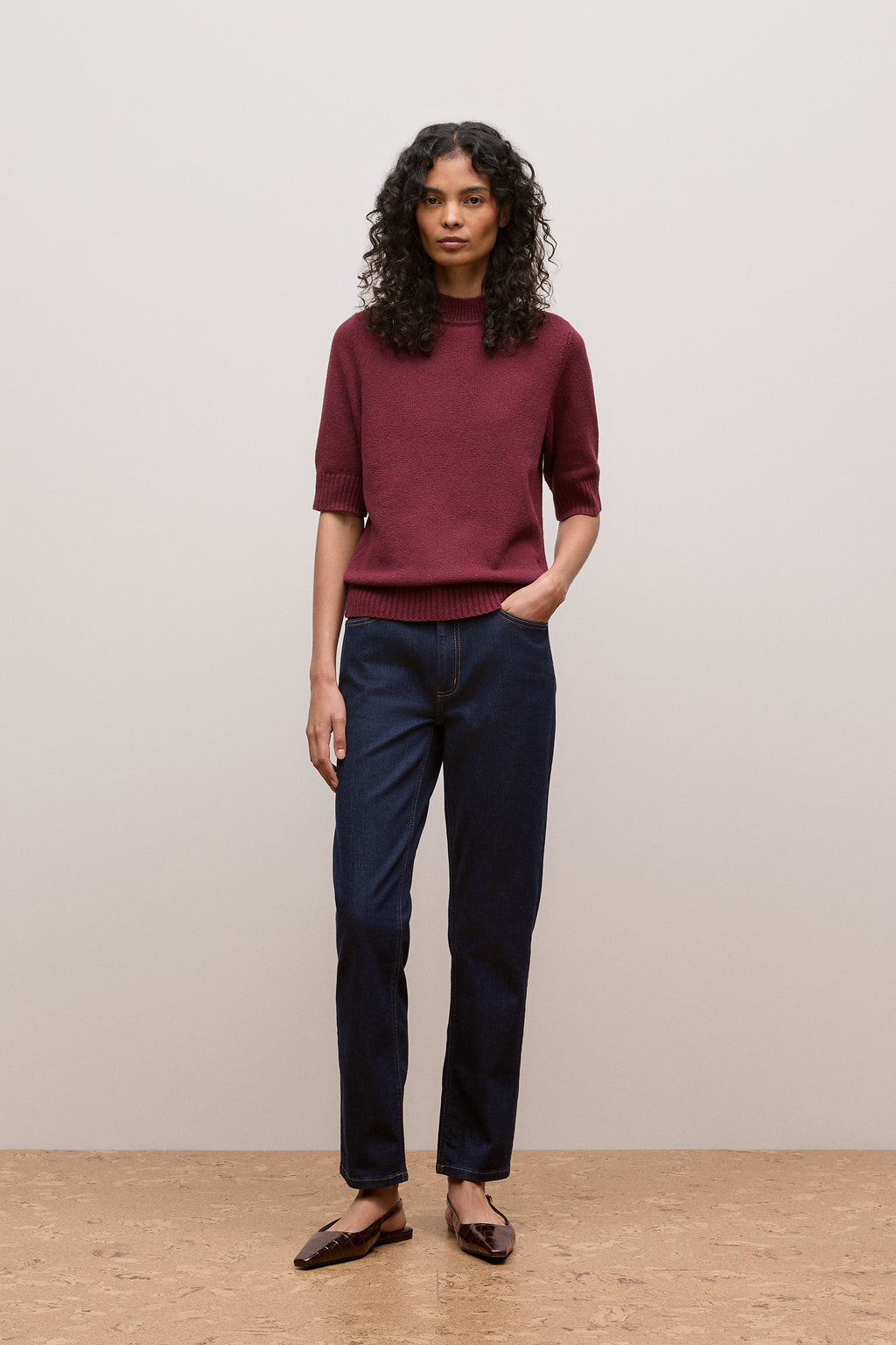Mid Rise Straight Leg Jean