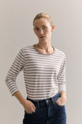 Cotton Stripe 3/4 Sleeve T-Shirt