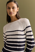 Mercerised Cotton Striped Cable Knit