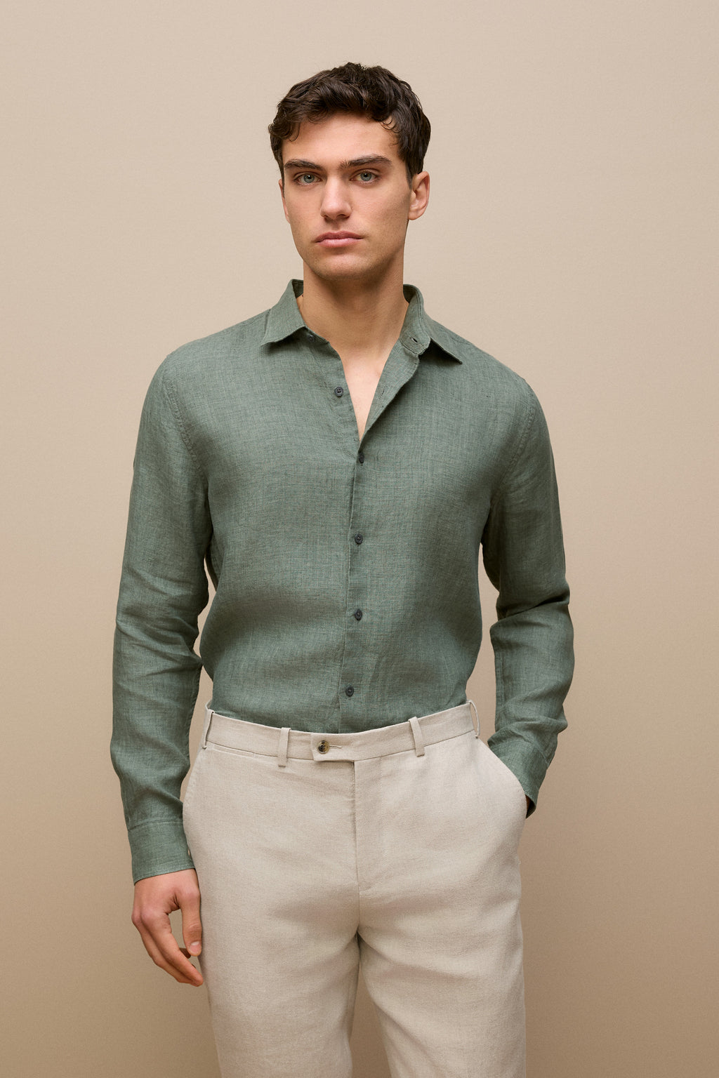 Tailored Fit Delave Linen Long Sleeved Shirt