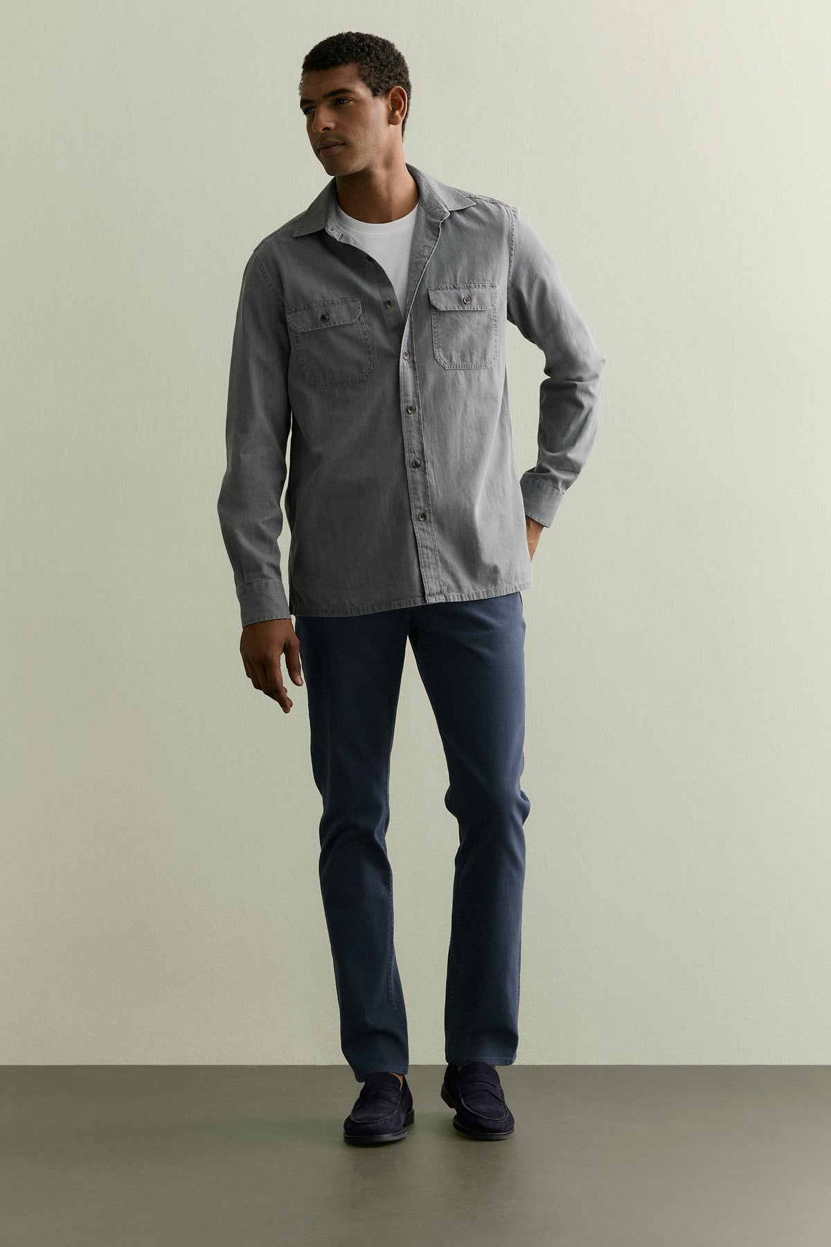 Washed Denim Pocket Detail Shirt